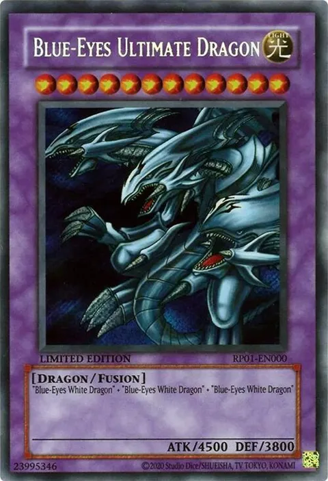 Blue-Eyes Ultimate Dragon RP01-EN000 RP01 Limited Secret Rare Yu-Gi-Oh card from Retro Pack (2020 Date Reprint)