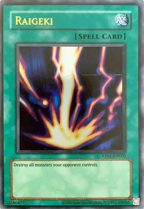 Raigeki RP01-EN005 RP01 Unlimited Ultra Rare Yu-Gi-Oh card from Retro Pack (2020 Date Reprint)