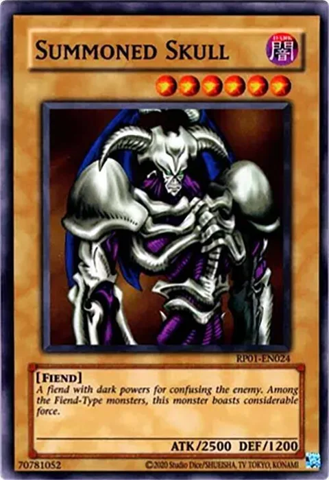 Summoned Skull RP01-EN024 RP01 Unlimited Super Rare Yu-Gi-Oh card from Retro Pack (2020 Date Reprint)