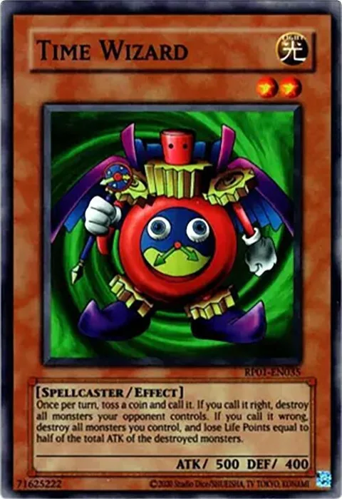 Time Wizard RP01-EN035 RP01 Unlimited Super Rare Yu-Gi-Oh card from Retro Pack (2020 Date Reprint)