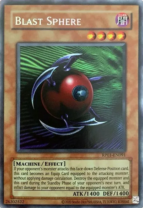 Blast Sphere RP01-EN091 RP01 Unlimited Secret Rare Yu-Gi-Oh card from Retro Pack (2020 Date Reprint)
