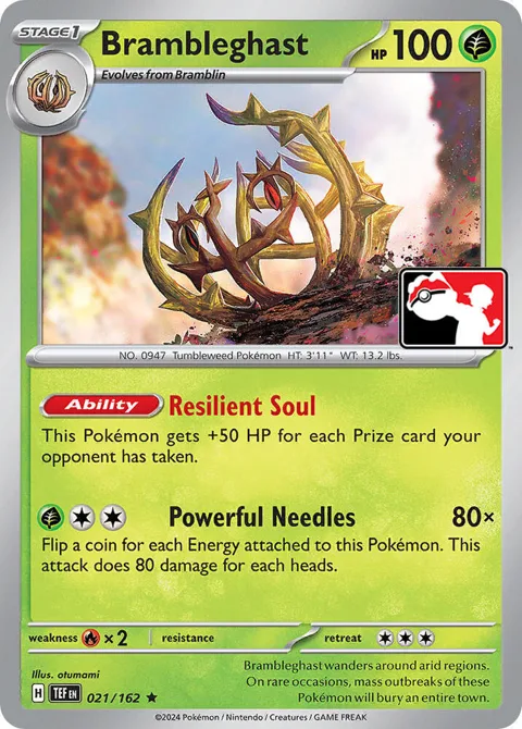 Brambleghast #021/162 Pokémon card from Prize Pack Series Cards