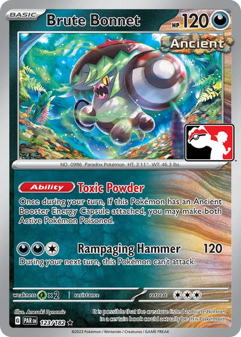 Brute Bonnet #123/182 Pokémon card from Prize Pack Series Cards