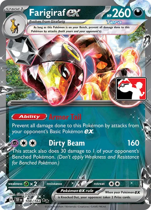 Farigiraf ex #108/162 Holofoil Pokémon card from Prize Pack Series Cards
