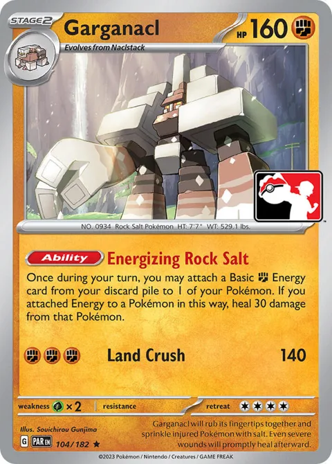 Garganacl #104/182 Pokémon card from Prize Pack Series Cards