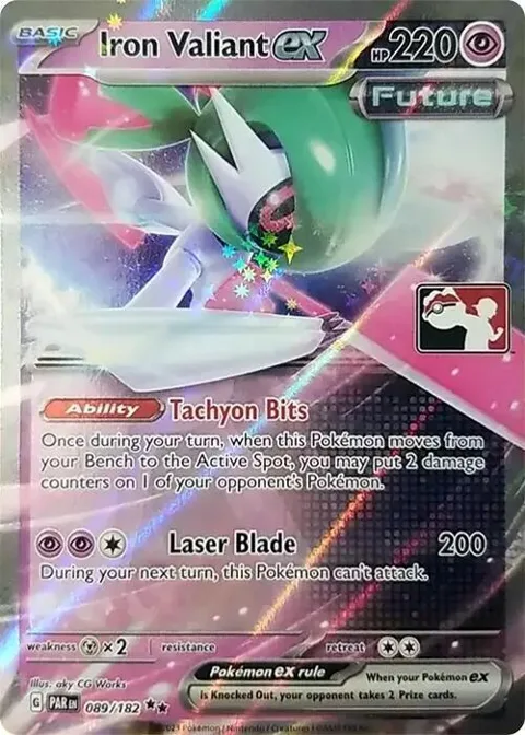 Iron Valiant ex #089/182 Holofoil Pokémon card from Prize Pack Series Cards