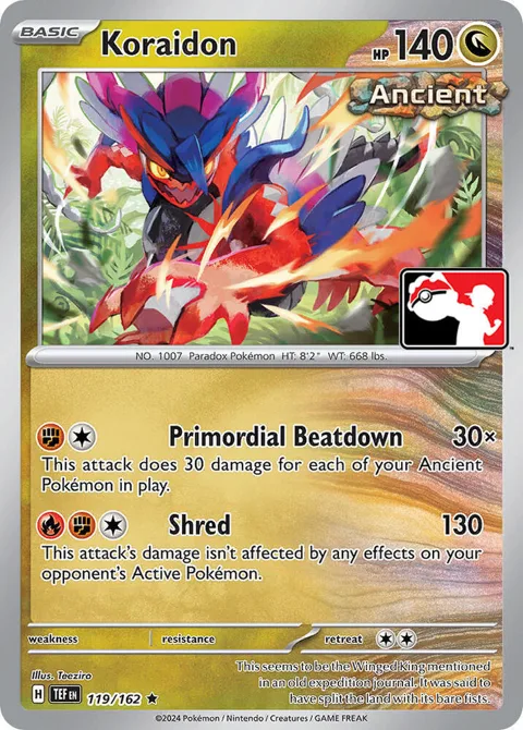 Koraidon #119/162 Pokémon card from Prize Pack Series Cards