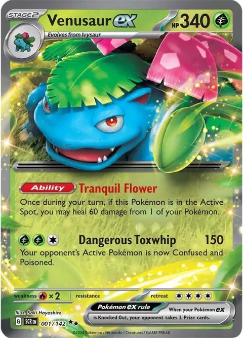 Venusaur ex #001/142 Holofoil Pokémon card from Stellar Crown