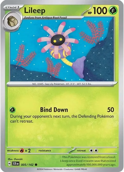 Lileep #005/142 Reverse Holofoil Pokémon card from Stellar Crown