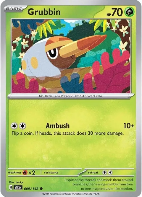 Grubbin #009/142 Pokémon card from Stellar Crown