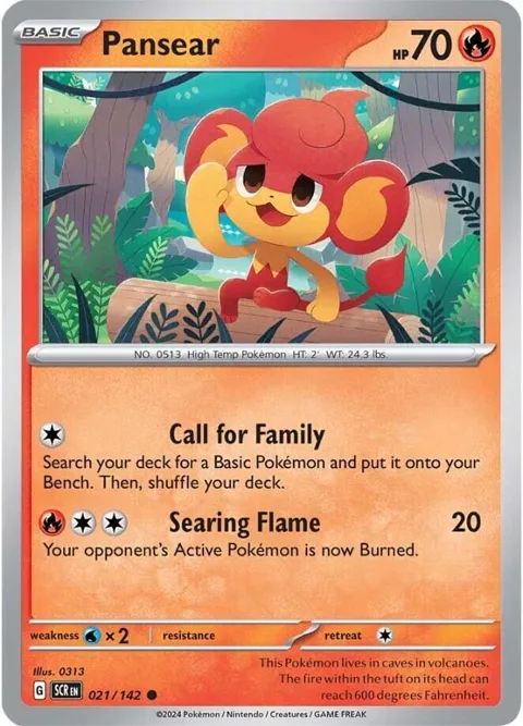 Pansear #021/142 Pokémon card from Stellar Crown