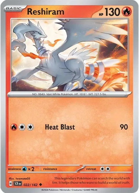 Reshiram #022/142 Reverse Holofoil Pokémon card from Stellar Crown