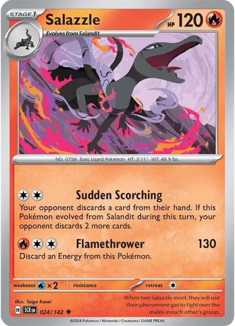 Salazzle #024/142 Reverse Holofoil Pokémon card from Stellar Crown