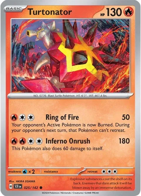 Turtonator #025/142 Reverse Holofoil Pokémon card from Stellar Crown