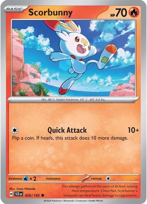 Scorbunny #026/142 Pokémon card from Stellar Crown