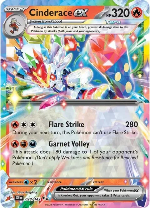 Cinderace ex #028/142 Holofoil Pokémon card from Stellar Crown