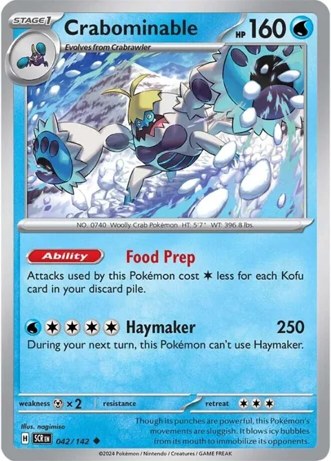 Crabominable #042/142 Reverse Holofoil Pokémon card from Stellar Crown