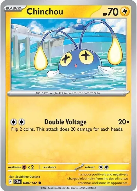 Chinchou #048/142 Reverse Holofoil Pokémon card from Stellar Crown