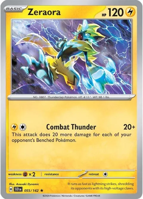 Zeraora #055/142 Reverse Holofoil Pokémon card from Stellar Crown
