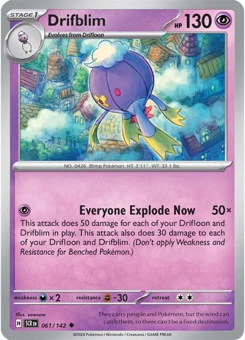Drifblim #061/142 Reverse Holofoil Pokémon card from Stellar Crown