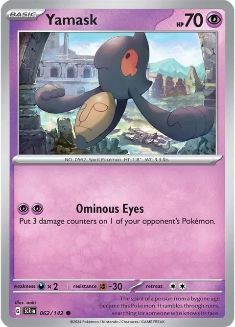 Yamask #062/142 Reverse Holofoil Pokémon card from Stellar Crown