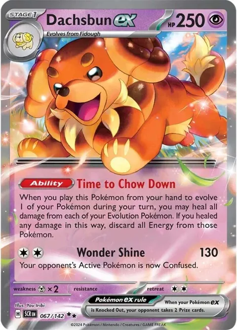 Dachsbun ex #067/142 Holofoil Pokémon card from Stellar Crown