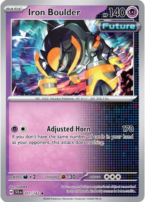 Iron Boulder #071/142 Holofoil Pokémon card from Stellar Crown