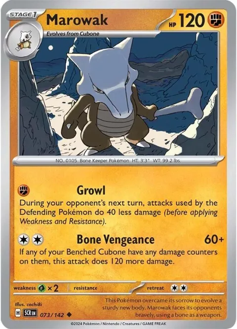 Marowak #073/142 Reverse Holofoil Pokémon card from Stellar Crown