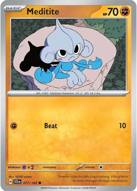 Meditite #077/142 Pokémon card from Stellar Crown