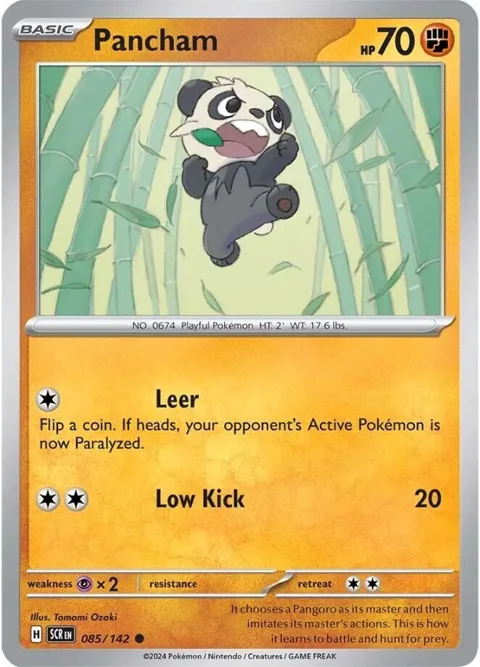 Pancham #085/142 Reverse Holofoil Pokémon card from Stellar Crown
