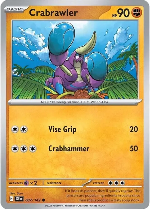 Crabrawler #087/142 Reverse Holofoil Pokémon card from Stellar Crown