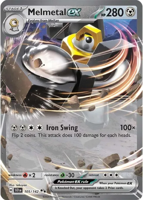 Melmetal ex #105/142 Holofoil Pokémon card from Stellar Crown