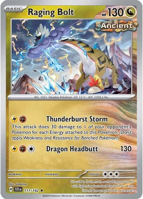 Raging Bolt #111/142 Holofoil Pokémon card from Stellar Crown