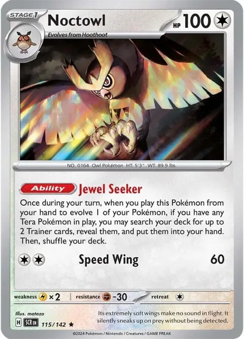 Noctowl #115/142 Reverse Holofoil Pokémon card from Stellar Crown