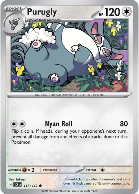 Purugly #117/142 Reverse Holofoil Pokémon card from Stellar Crown