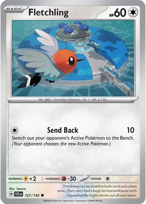 Fletchling #121/142 Reverse Holofoil Pokémon card from Stellar Crown