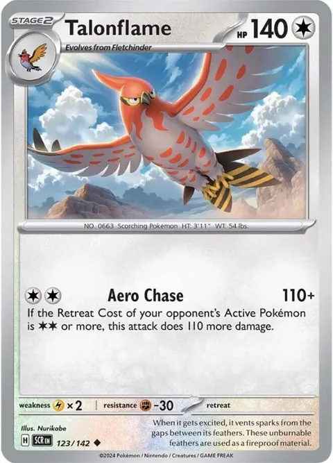 Talonflame #123/142 Reverse Holofoil Pokémon card from Stellar Crown