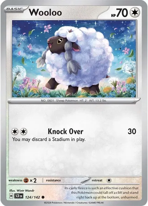Wooloo #124/142 Pokémon card from Stellar Crown