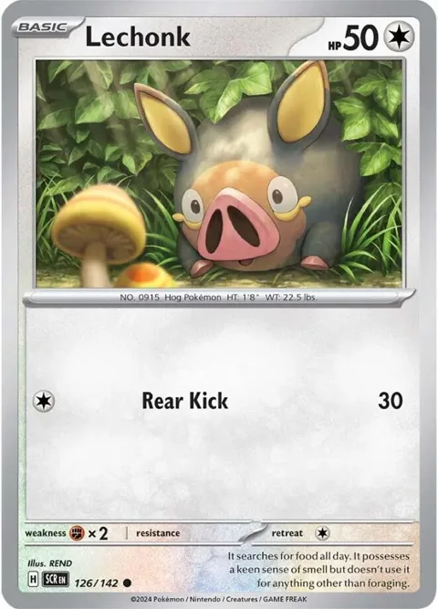 Lechonk #126/142 Reverse Holofoil Pokémon card from Stellar Crown