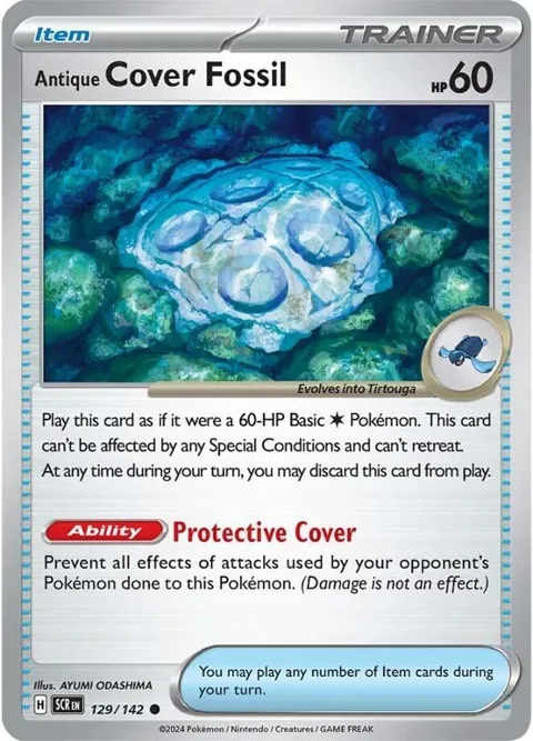 Antique Cover Fossil #129/142 Reverse Holofoil Pokémon card from Stellar Crown