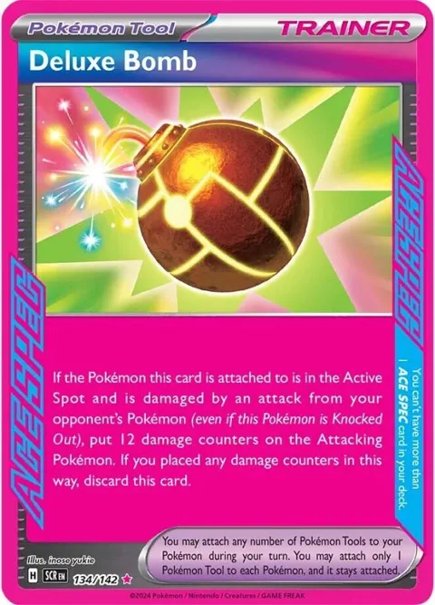 Deluxe Bomb #134/142 Holofoil Pokémon card from Stellar Crown