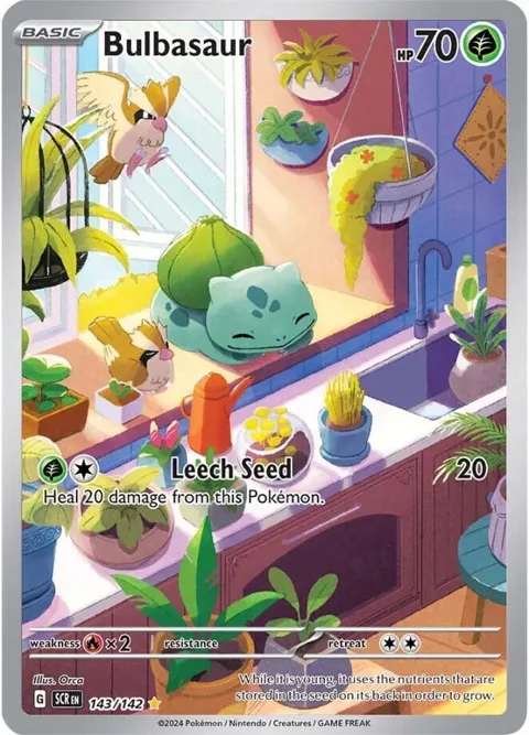 Bulbasaur #143/142 Holofoil Pokémon card from Stellar Crown