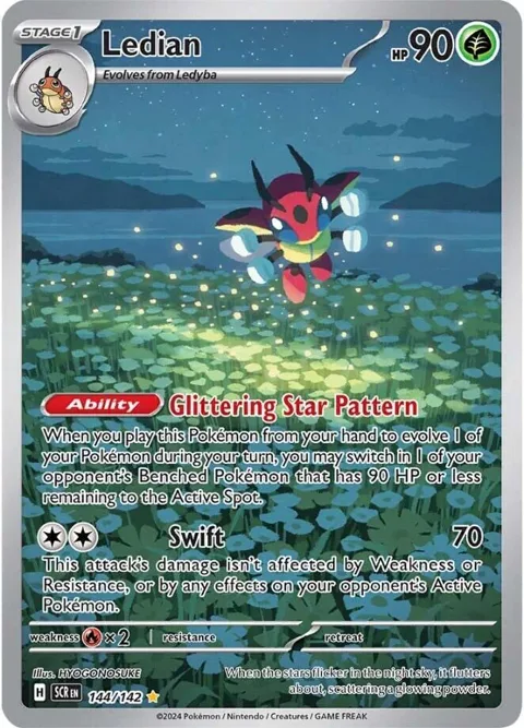 Ledian #144/142 Holofoil Pokémon card from Stellar Crown