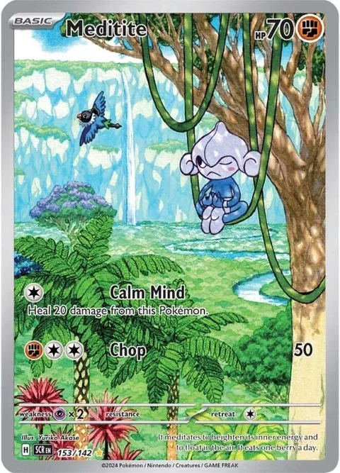 Meditite #153/142 Holofoil Pokémon card from Stellar Crown