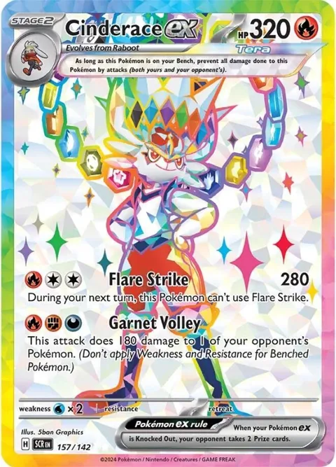 Cinderace ex #157/142 Holofoil Pokémon card from Stellar Crown