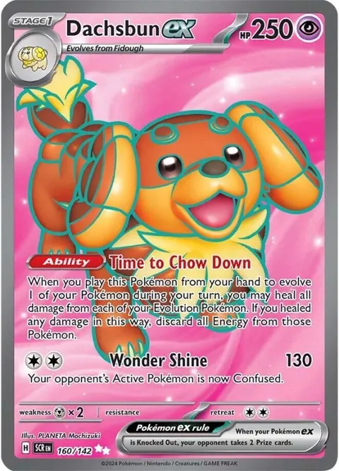 Dachsbun ex #160/142 Holofoil Pokémon card from Stellar Crown