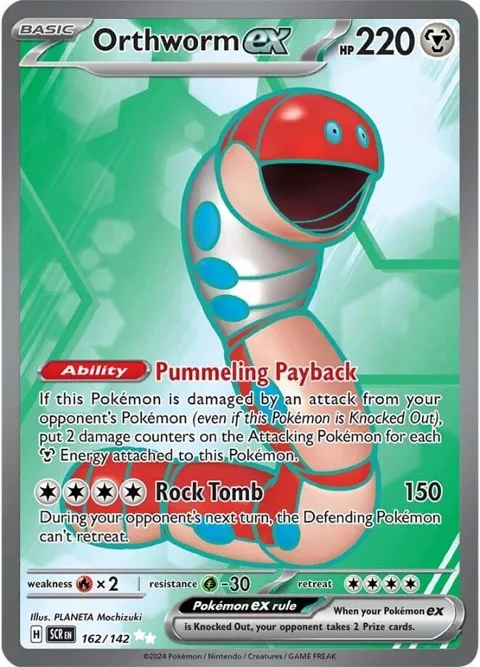Orthworm ex #162/142 Holofoil Pokémon card from Stellar Crown