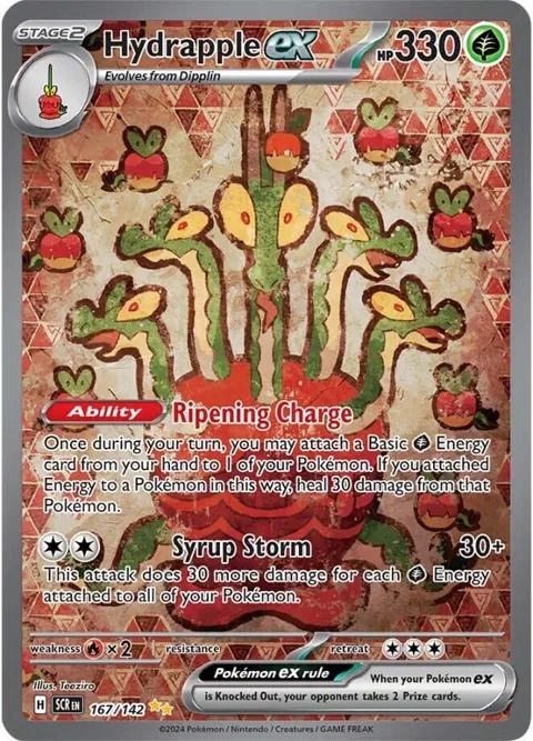 Hydrapple ex #167/142 Holofoil Pokémon card from Stellar Crown