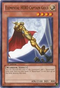Elemental HERO Captain Gold LCGX-EN026 1st Edition Yu-Gi-Oh card from Legendary Collection 2