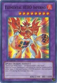 Elemental HERO Inferno LCGX-EN076 1st Edition Yu-Gi-Oh card from Legendary Collection 2